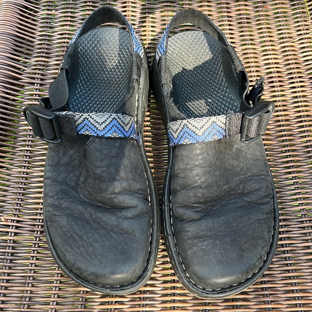 Chaco  Footwear, Leather Slip-on with adjustable strap, Wm 6.5, EU 37.5 Black